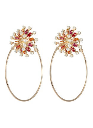 Main View - Click To Enlarge - ANTON HEUNIS - Swarovski pearl glass crystal flower hoop earrings