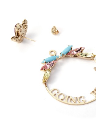 Detail View - Click To Enlarge - ANTON HEUNIS - Detachable glass crystal slogan hoop earrings