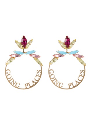 Main View - Click To Enlarge - ANTON HEUNIS - Detachable glass crystal slogan hoop earrings
