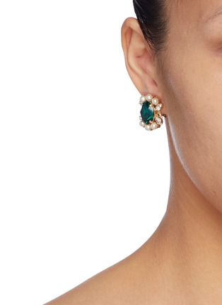 Figure View - Click To Enlarge - ANTON HEUNIS - Swarovski pearl glass crystal cluster stud earrings