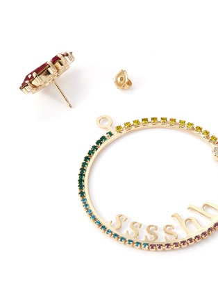 Detail View - Click To Enlarge - ANTON HEUNIS - Glass crystal detachable slogan hoop earrings