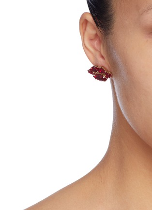Front View - Click To Enlarge - ANTON HEUNIS - Glass crystal detachable slogan hoop earrings