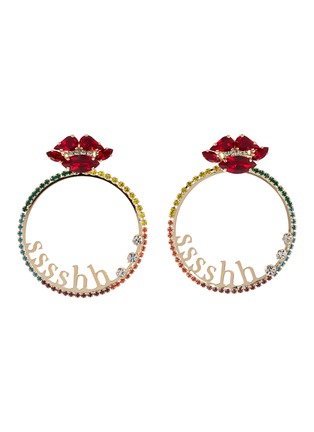 Main View - Click To Enlarge - ANTON HEUNIS - Glass crystal detachable slogan hoop earrings