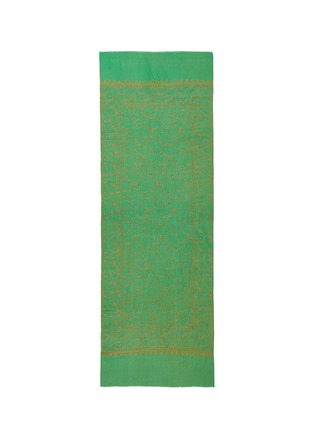 Main View - Click To Enlarge - LANE'S - Frayed botanical embroidered pashmina scarf