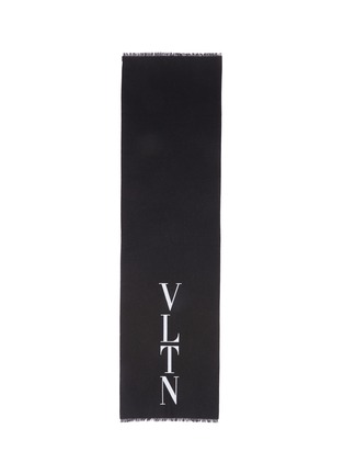Detail View - Click To Enlarge - VALENTINO GARAVANI - Valentino Garavani Logo jacquard wool-silk scarf