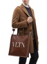 Front View - Click To Enlarge - VALENTINO GARAVANI - Logo print leather tote