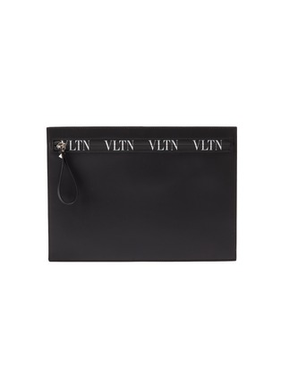 Main View - Click To Enlarge - VALENTINO GARAVANI - Logo print zip leather pouch