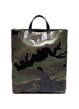 Main View - Click To Enlarge - VALENTINO GARAVANI - Logo patch camouflage print tote bag