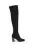Main View - Click To Enlarge - PEDDER RED - 'Gibbs' embellished heel suede thigh high boots