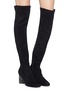 Figure View - Click To Enlarge - PEDDER RED - 'Gibbs' embellished heel suede thigh high boots