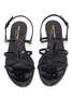 Detail View - Click To Enlarge - SAINT LAURENT - 'Cassandra' logo plaque strappy leather slingback sandals