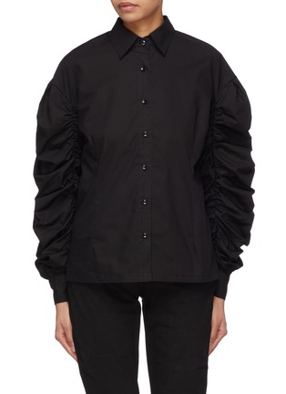 Main View - Click To Enlarge - 10455 - Ruched sleeve bomber shirt