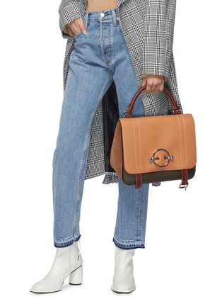 Figure View - Click To Enlarge - JW ANDERSON - 'Disc' barbell ring leather satchel