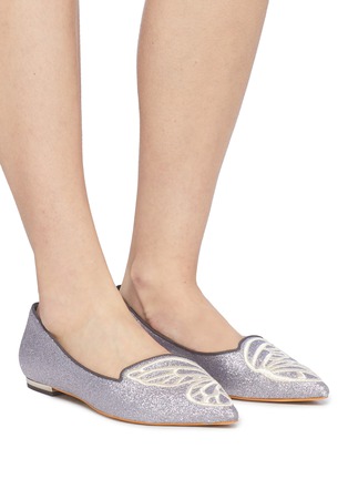 Figure View - Click To Enlarge - SOPHIA WEBSTER - 'Bibi Butterfly' wing embroidered glitter flats