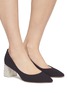 Figure View - Click To Enlarge - SOPHIA WEBSTER - 'Amber' embellished heel suede pumps