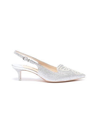 Main View - Click To Enlarge - SOPHIA WEBSTER - 'Bibi Butterfly' wing embroidered glitter slingback pumps
