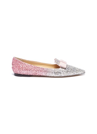 Main View - Click To Enlarge - JIMMY CHOO - 'Gala' bow dégradé coarse glitter loafers