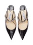 Detail View - Click To Enlarge - JIMMY CHOO - 'Bing 65' glass crystal strap patent leather mules