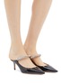Figure View - Click To Enlarge - JIMMY CHOO - 'Bing 65' glass crystal strap patent leather mules