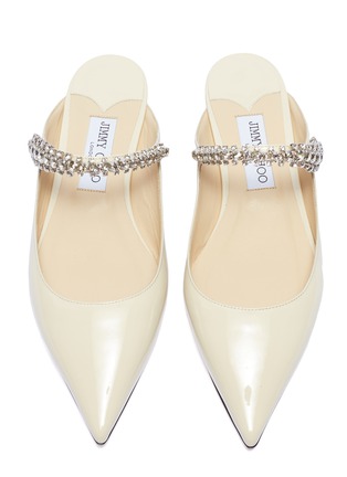 Detail View - Click To Enlarge - JIMMY CHOO - 'Bing' glass crystal strap patent leather slides
