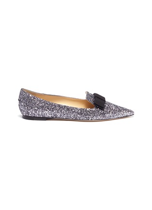 Main View - Click To Enlarge - JIMMY CHOO - 'Gala' bow coarse glitter loafers