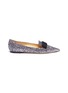 Main View - Click To Enlarge - JIMMY CHOO - 'Gala' bow coarse glitter loafers