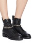 Figure View - Click To Enlarge - JIMMY CHOO - 'Cruz' glass crystal strap leather combat boots