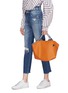 Front View - Click To Enlarge - A-ESQUE - 'Garden' reversible metallic leather bag