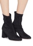 Figure View - Click To Enlarge - FABIO RUSCONI - 'Capino' stretch suede ankle boots