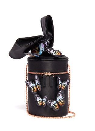Main View - Click To Enlarge - SOPHIA WEBSTER - 'Bonnie' butterfly appliqué satin crossbody bucket bag