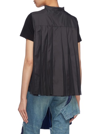 Back View - Click To Enlarge - SACAI - Contrast pleated mesh back T-shirt