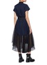 Back View - Click To Enlarge - SACAI - Colourblock pleated mesh panel belted poplin shirt dress