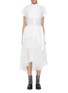 Main View - Click To Enlarge - SACAI - Pleated mesh panel belted poplin shirt dress