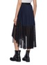 Back View - Click To Enlarge - SACAI - Colourblock mesh panel pleated belted poplin skirt