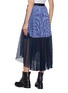 Back View - Click To Enlarge - SACAI - Colourblock mesh panel pleated belted stripe poplin skirt