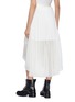 Back View - Click To Enlarge - SACAI - Mesh panel pleated belted poplin skirt