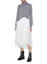 Figure View - Click To Enlarge - SACAI - Mesh panel pleated belted poplin skirt
