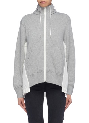 Main View - Click To Enlarge - SACAI - Colourblock contrast back zip hoodie