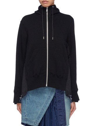 Main View - Click To Enlarge - SACAI - Contrast colourblock back zip hoodie