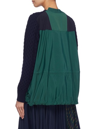Back View - Click To Enlarge - SACAI - Colourblock contrast back wool cable knit cardigan