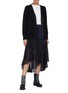 Figure View - Click To Enlarge - SACAI - Contrast back wool cable knit cardigan