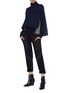 Figure View - Click To Enlarge - SACAI - Contrast pleated mesh back wool turtleneck sweater