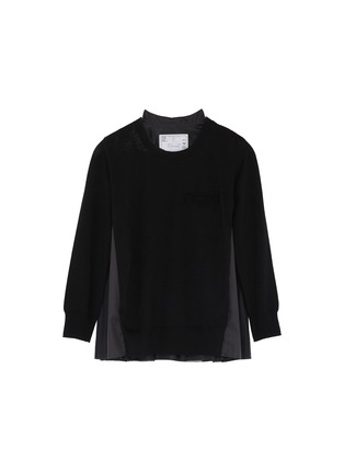 Main View - Click To Enlarge - SACAI - Pleated mesh back wool kids sweater