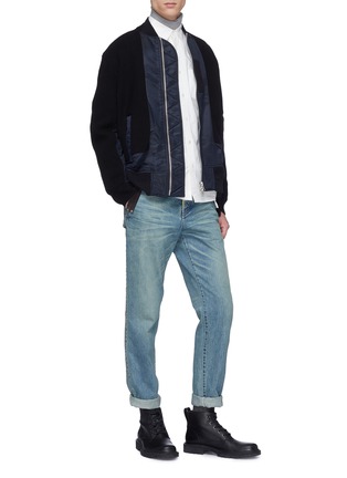 Figure View - Click To Enlarge - SACAI - Knit panel patchwork bomber jacket