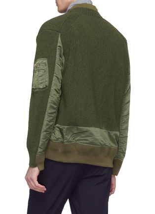 Back View - Click To Enlarge - SACAI - Knit panel patchwork bomber jacket