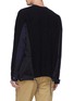 Back View - Click To Enlarge - SACAI - Zip poplin outseam patchwork wool sweater