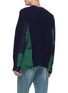 Back View - Click To Enlarge - SACAI - Zip poplin outseam patchwork wool sweater