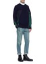 Figure View - Click To Enlarge - SACAI - Zip poplin outseam patchwork wool sweater