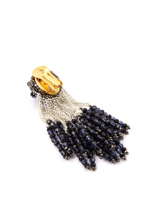Detail View - Click To Enlarge - OSCAR DE LA RENTA - Glass bead chain cluster drop clip earrings