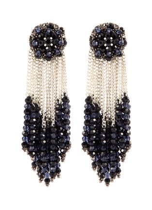 Main View - Click To Enlarge - OSCAR DE LA RENTA - Glass bead chain cluster drop clip earrings